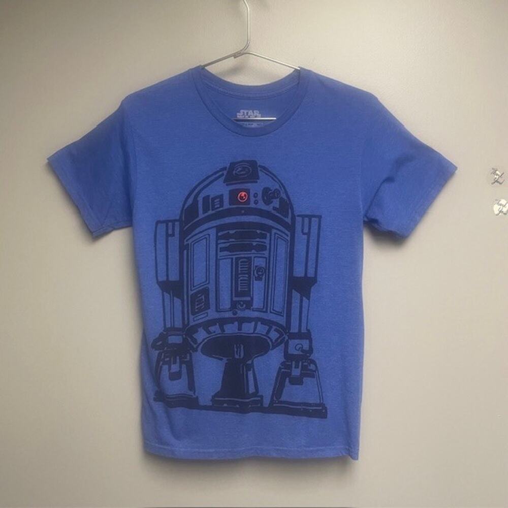 Star Wars Red Dot Graphic R2-D2 Blue Crew Neck Short Sleeve T-Shirt - Size S